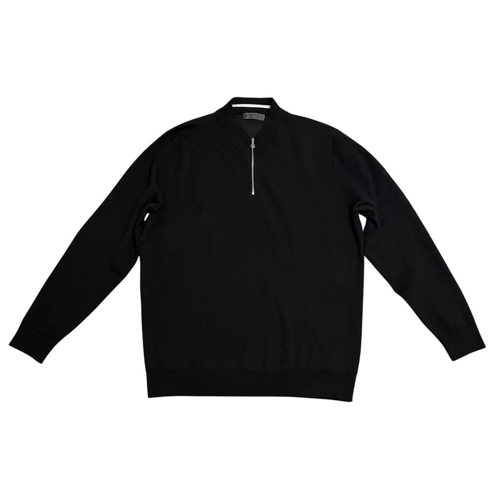 G/Fore 1/4 Zip Sweater Long Sleeve Wool Blend Hyatt Company Logo Onyx Black XL